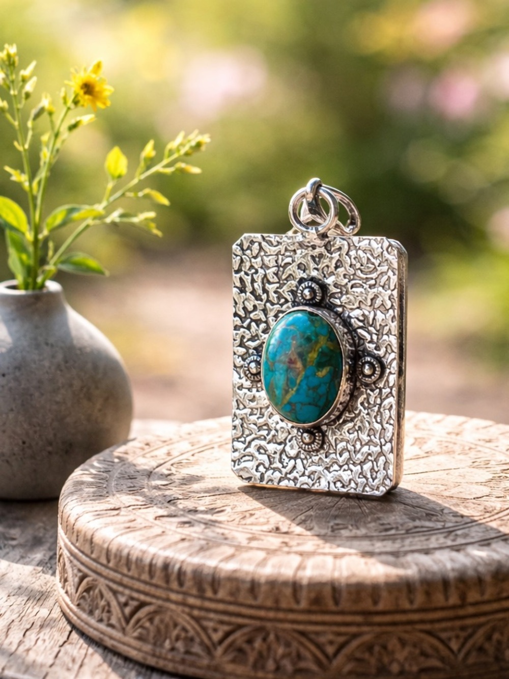 SOLD ! Chrysocolla Necklace & Earrings - Picture 14 of 16